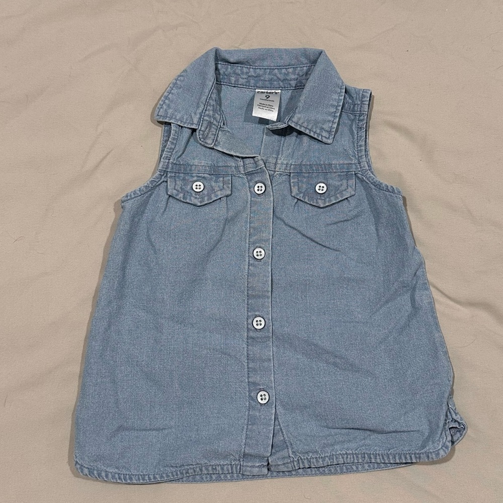 Carters Sleeveless Blue Denim Dress